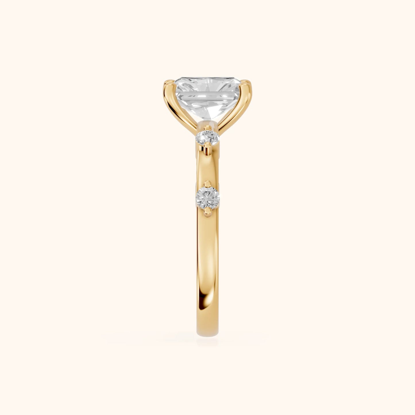 Elena Radiance Radiant Diamond Engagement Ring in Yellow Gold - SideView
