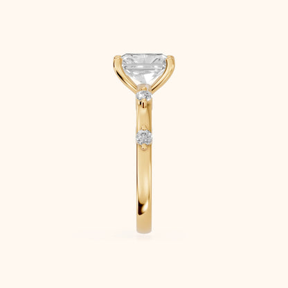Elena Radiance Radiant Diamond Engagement Ring in Yellow Gold - SideView