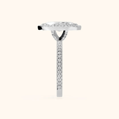 Rosemary Halo Pavé Marquise Diamond Engagement Ring in Silver - SideView.webp