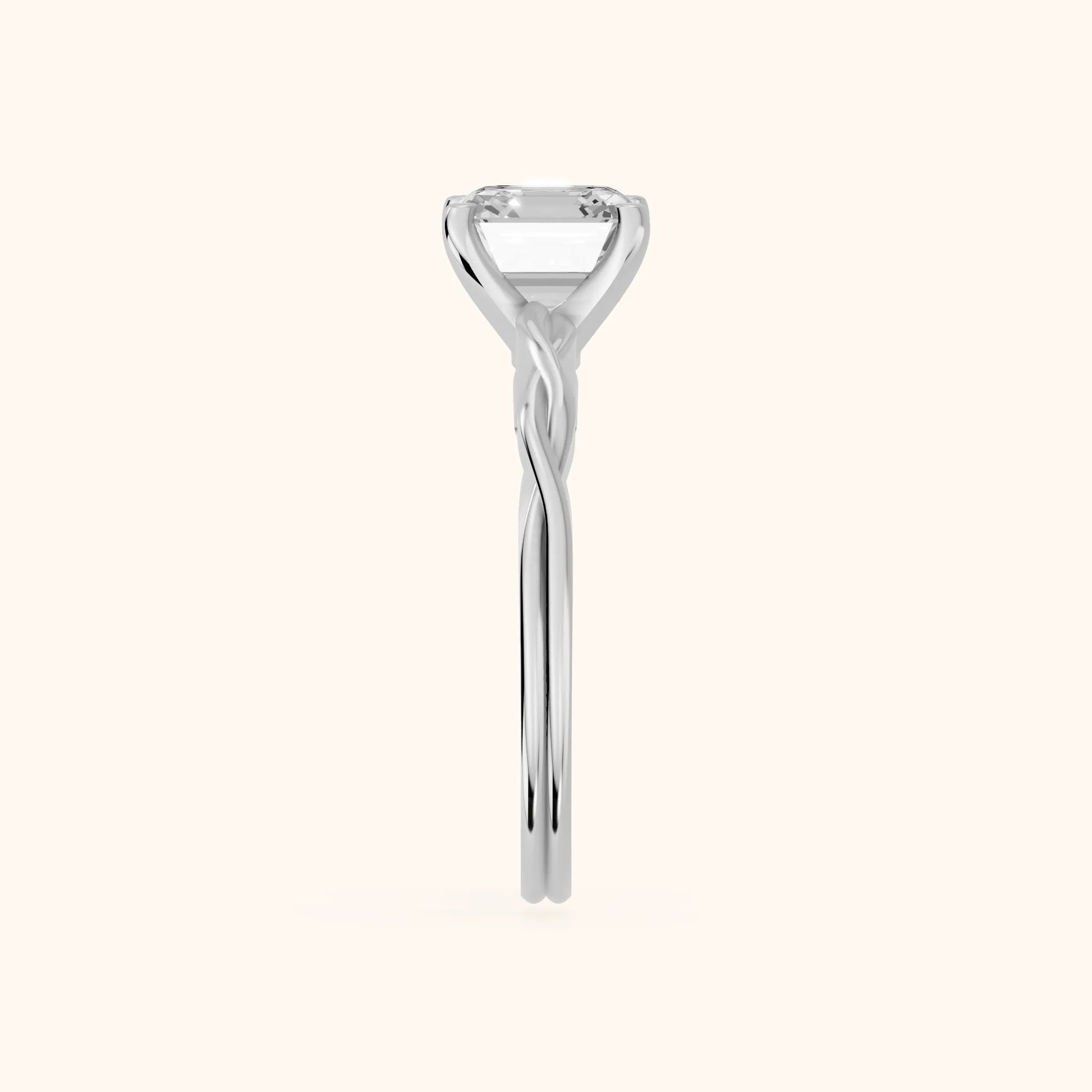 Iris Twist Asscher Diamond Engagement Ring in Platinum - SideView