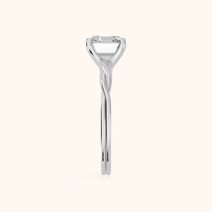 Iris Twist Asscher Diamond Engagement Ring in Platinum - SideView