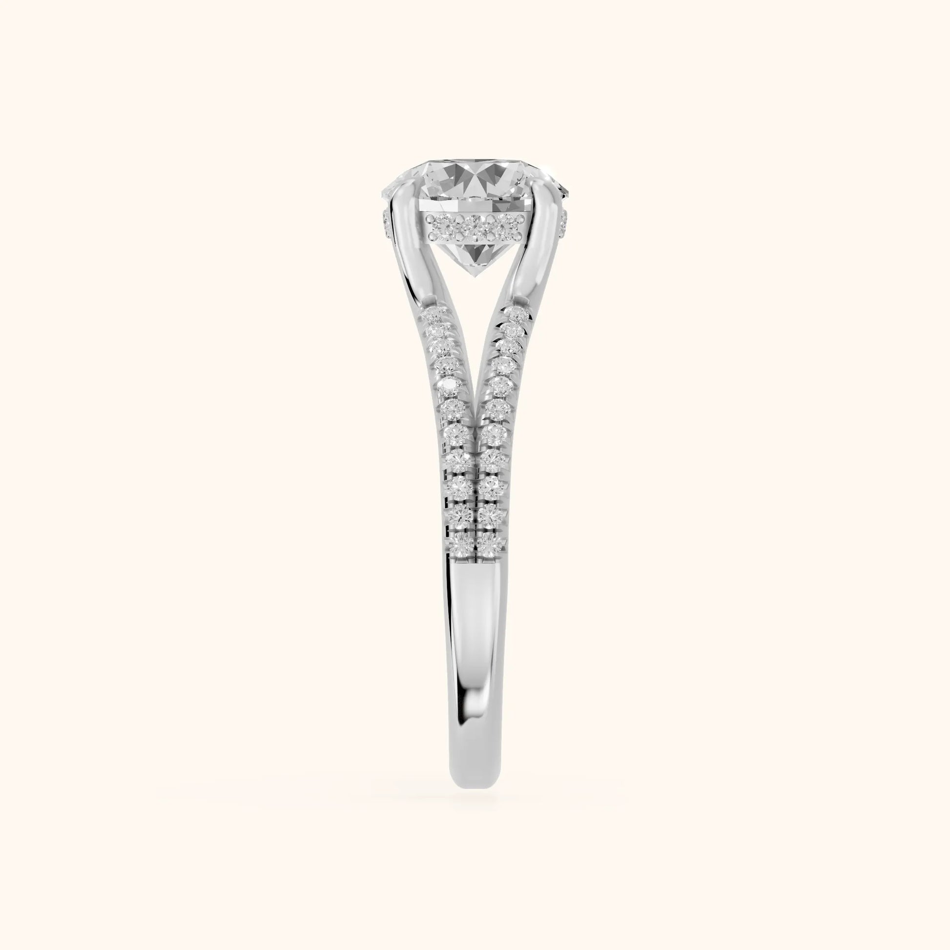 Eternal Embrace Solitaire Round Diamond Engagement Ring in Platinum - SideView