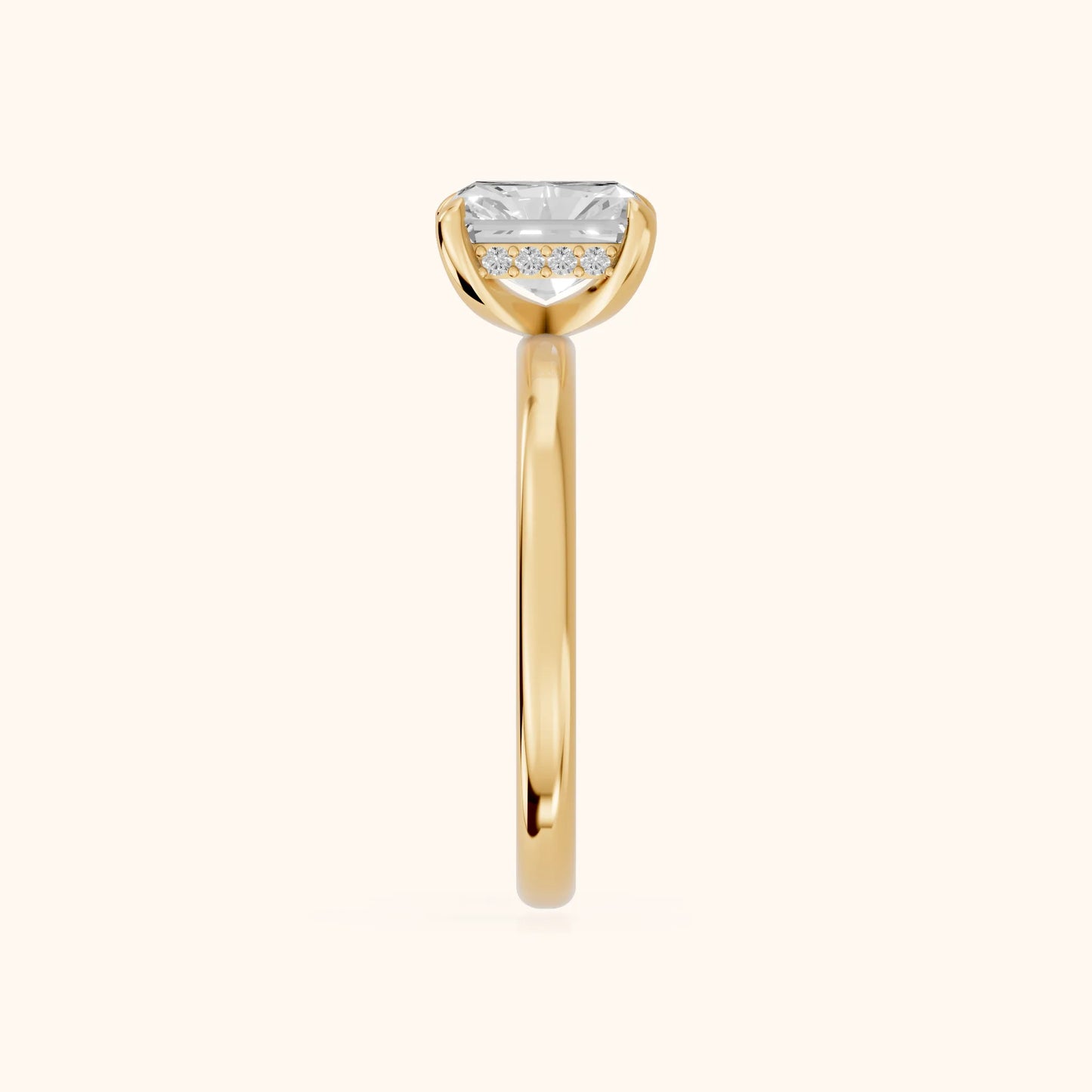 Charlotte Charm Solitaire Radiant Diamond Engagement Ring in Yellow Gold - SideView