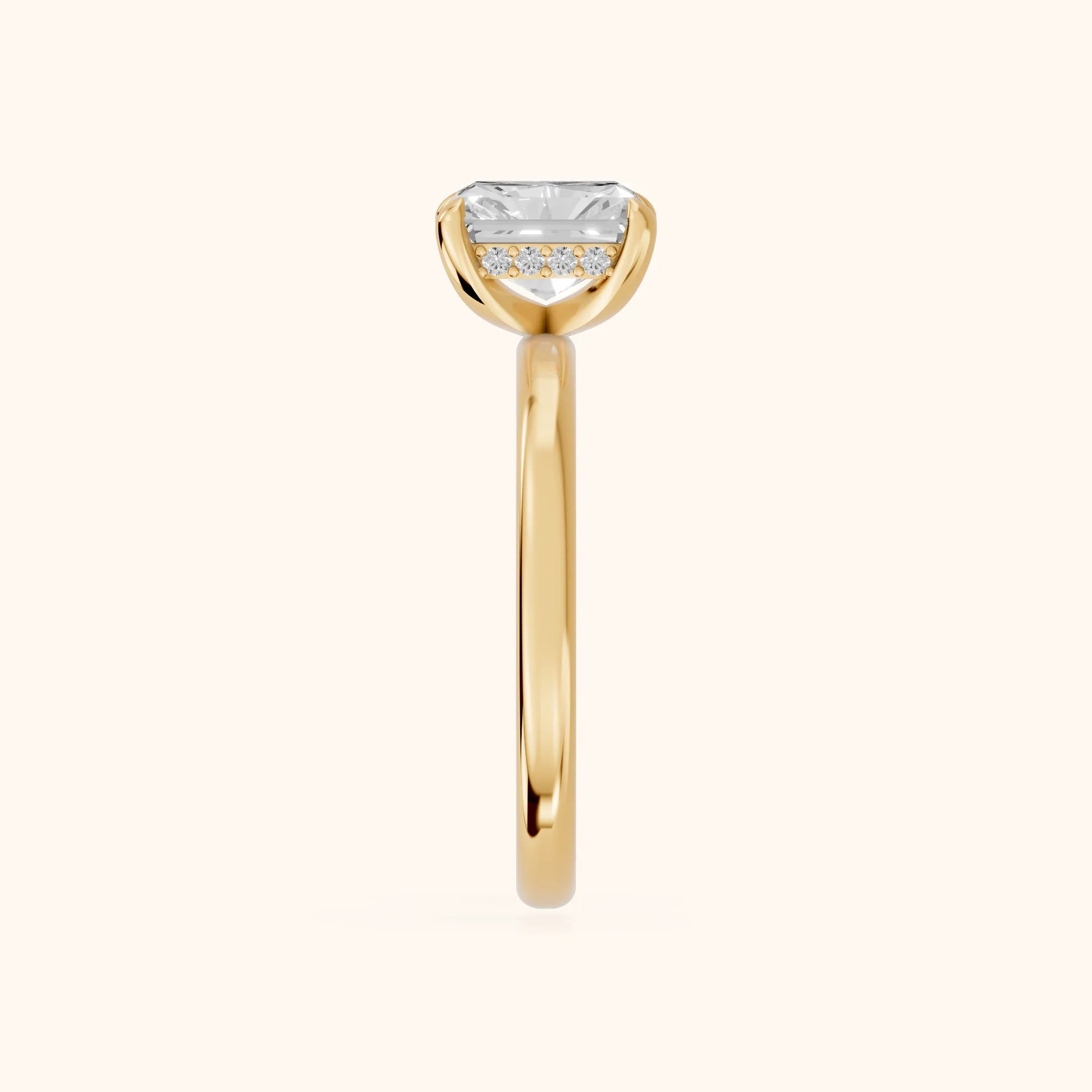 Charlotte Charm Solitaire Radiant Diamond Engagement Ring in Yellow Gold - SideView