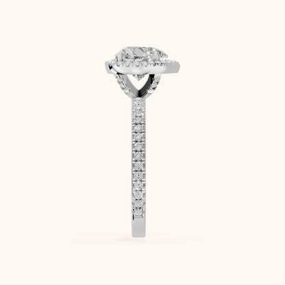 Rosemary Halo Pavé Heart Diamond Engagement Ring in White Gold - SideView.webp
