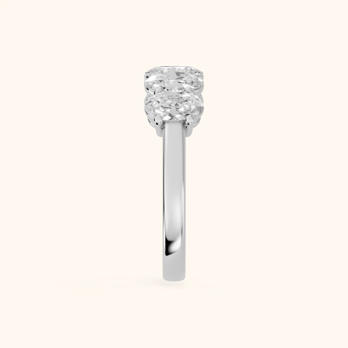 Estela Shared Prong Oval Diamond Wedding Band in Silver - SideView