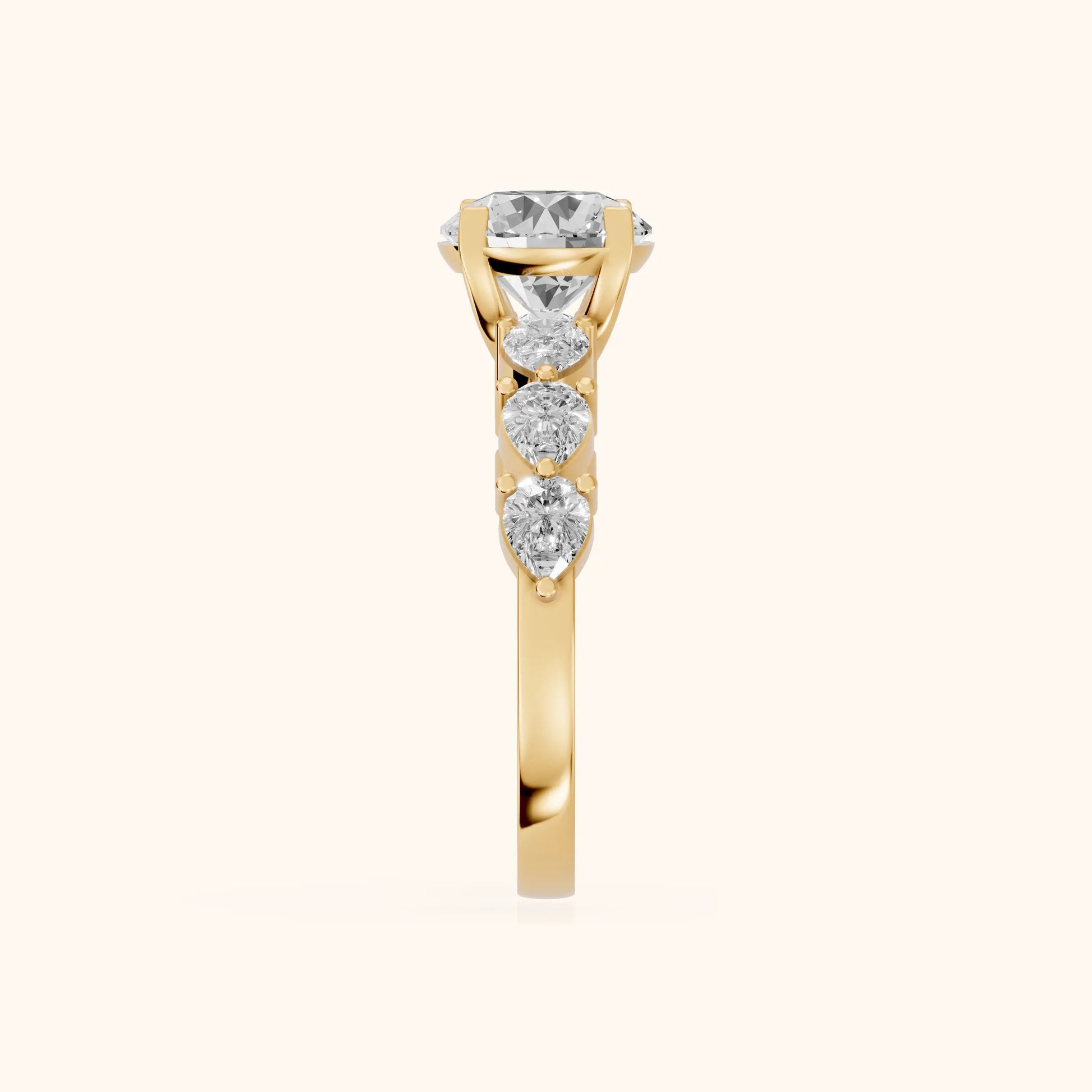 Iris Round Diamond Bridal Set in Yellow Gold - SideView