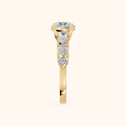 Iris Round Diamond Bridal Set in Yellow Gold - SideView