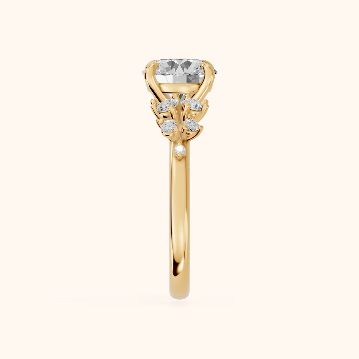 Evelina Bloom Round Diamond Engagement Ring in Yellow Gold - SideView