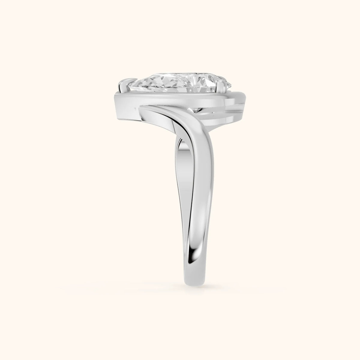 Margaux Bypass Solitaire Pear Diamond Engagement Ring in Platinum - SideView.webp