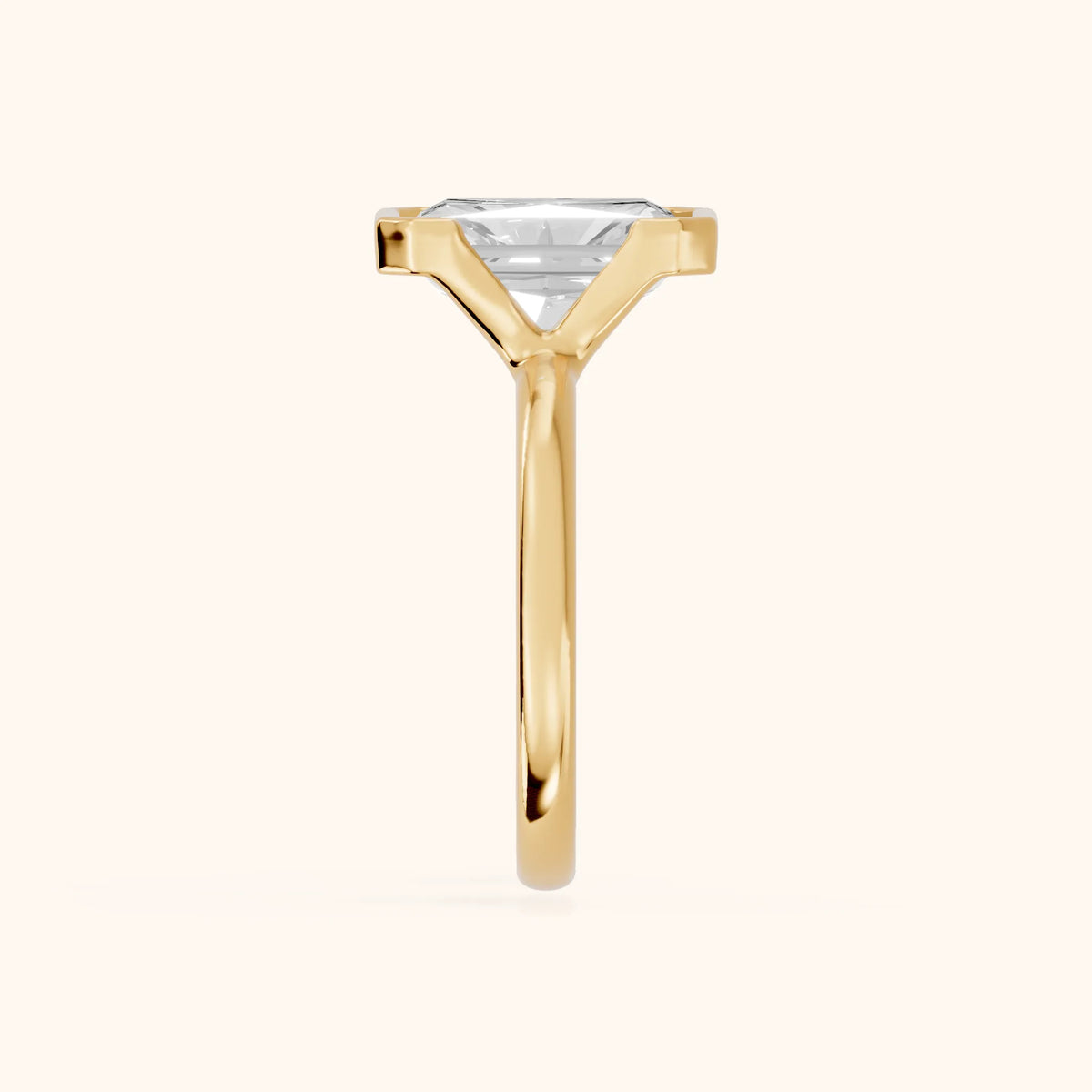 Winslow Partial Bezel Solitaire Radiant Diamond Engagement Ring in Yellow Gold - SideView.webp