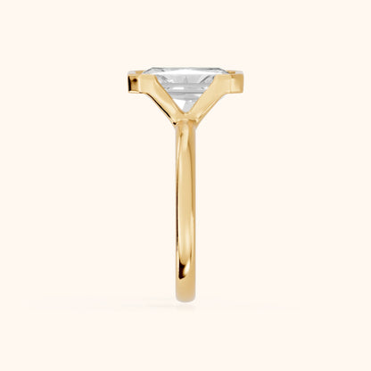 Winslow Partial Bezel Solitaire Radiant Diamond Engagement Ring in Yellow Gold - SideView.webp