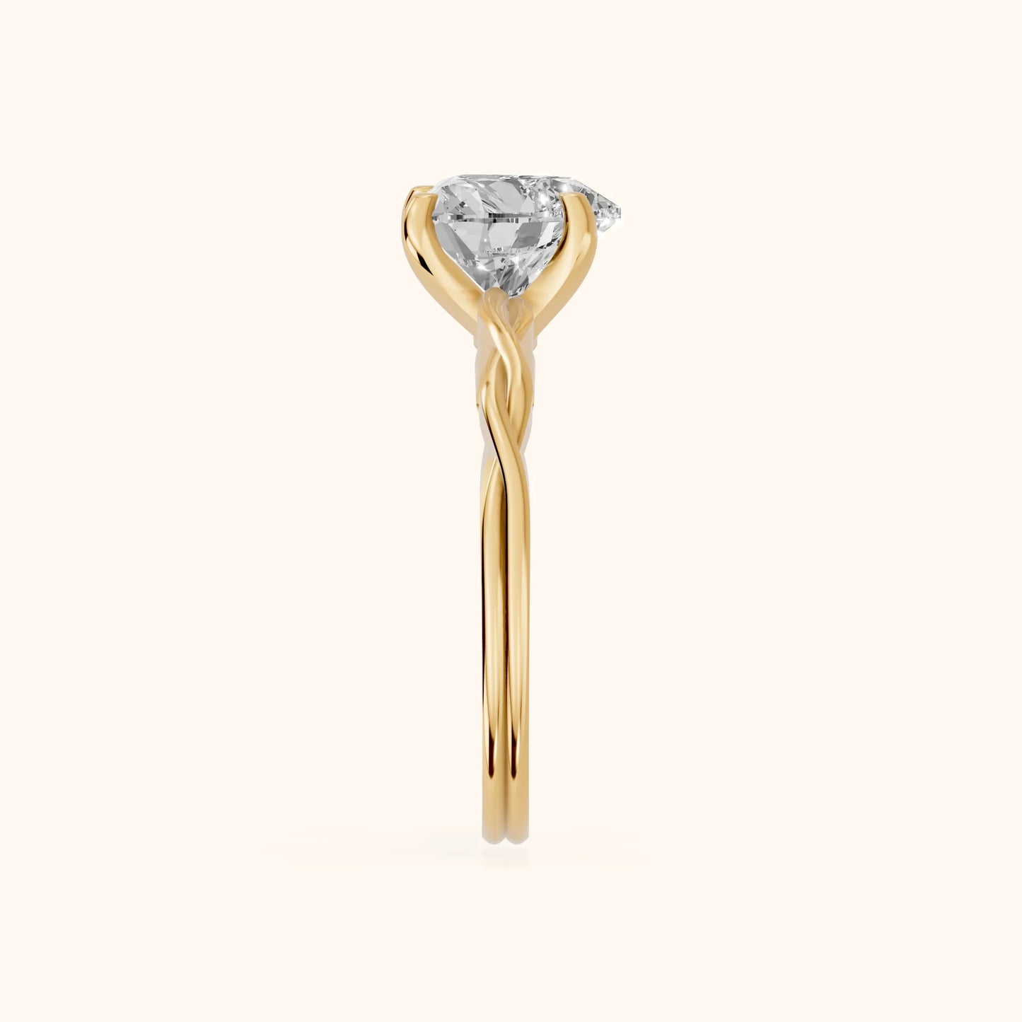 Iris Twist Heart Diamond Engagement Ring in Yellow Gold - SideView