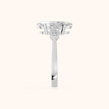 Grace Three Stone Marquise Diamond Engagement Ring in Platinum - SideView