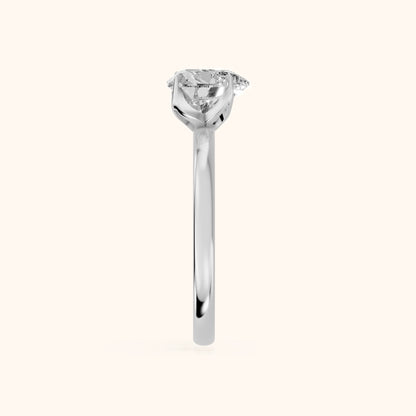 Serena Blossom Solitaire Heart Diamond Engagement Ring in Silver - SideView
