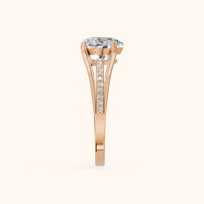 Lucinda Split Shank Heart Diamond Engagement Ring in Rose Gold - SideView.webp