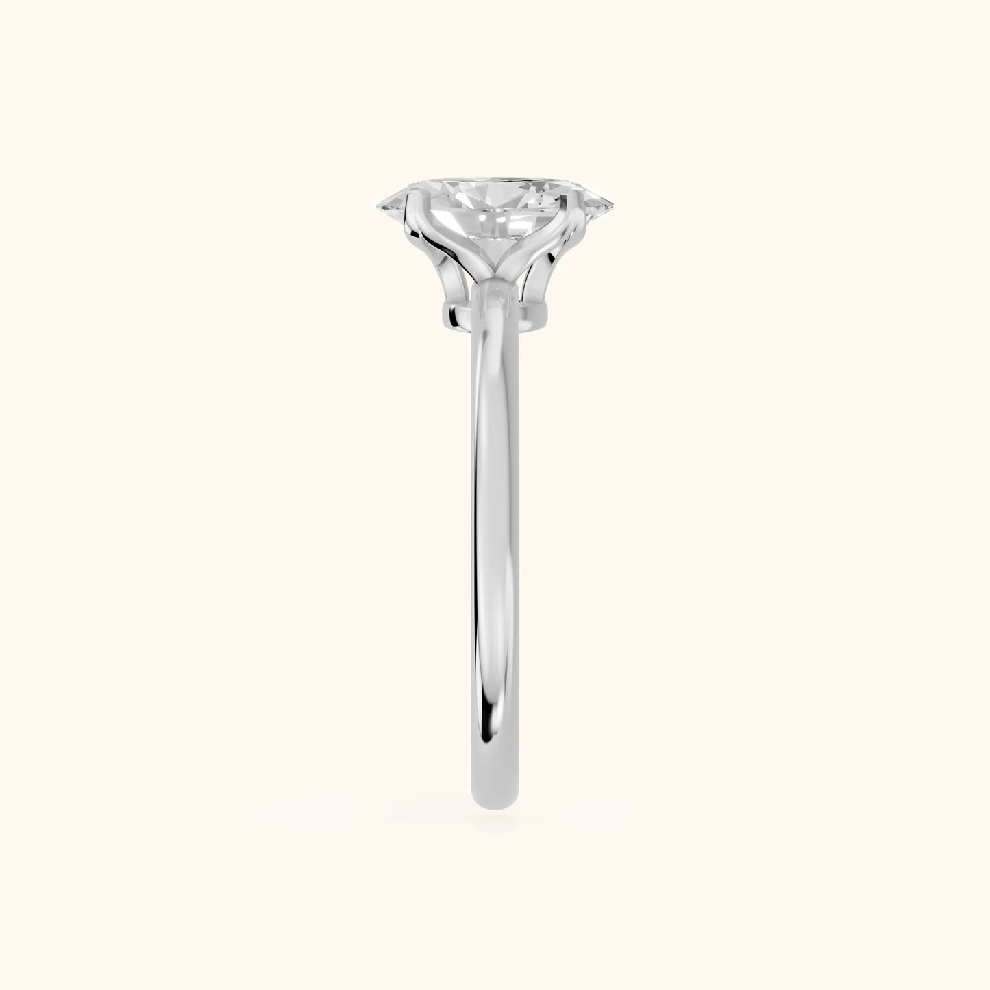 Flora Guardian Solitaire Oval Diamond Engagement Ring in Platinum - SideView