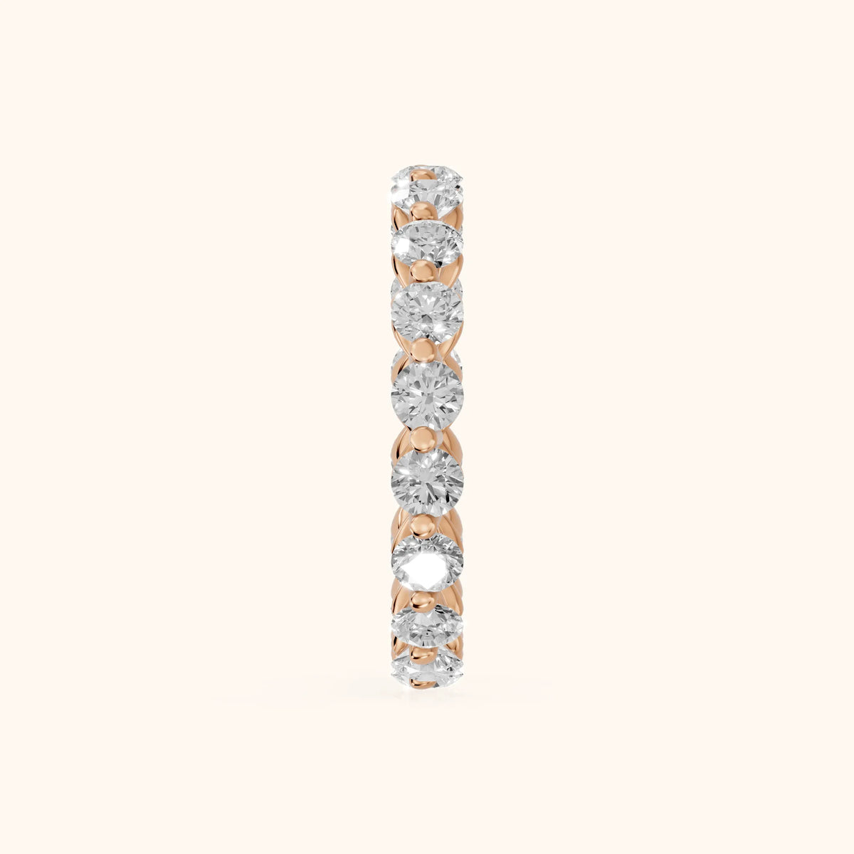 Roshni Shared Prong Round Diamond Eternity Band in Rose Gold - SideView