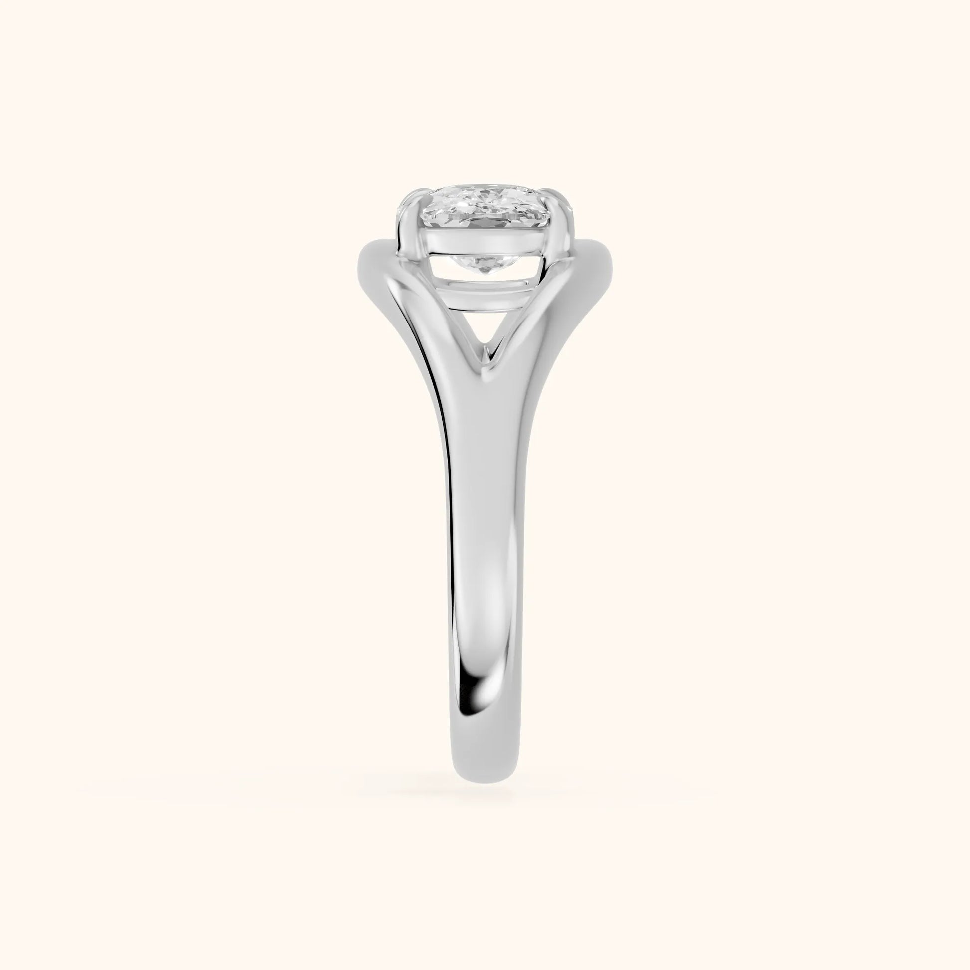 Seraphina Criss Cross Cushion Diamond Engagement Ring in Platinum - SideView