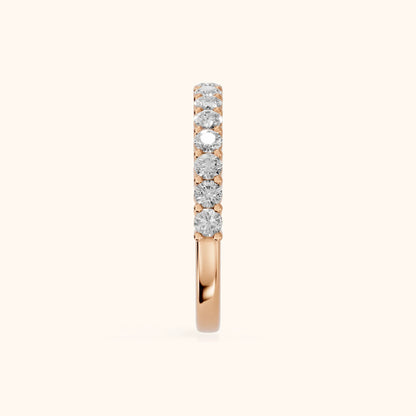 Gala Shared Prong Round Diamond Half Eternity Band in Rose Gold - SideView