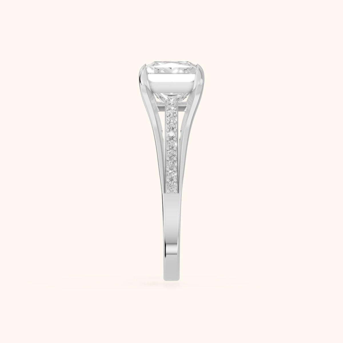Lucinda Split Shank Princess Diamond Engagement Ring in White Gold - SideView.webp