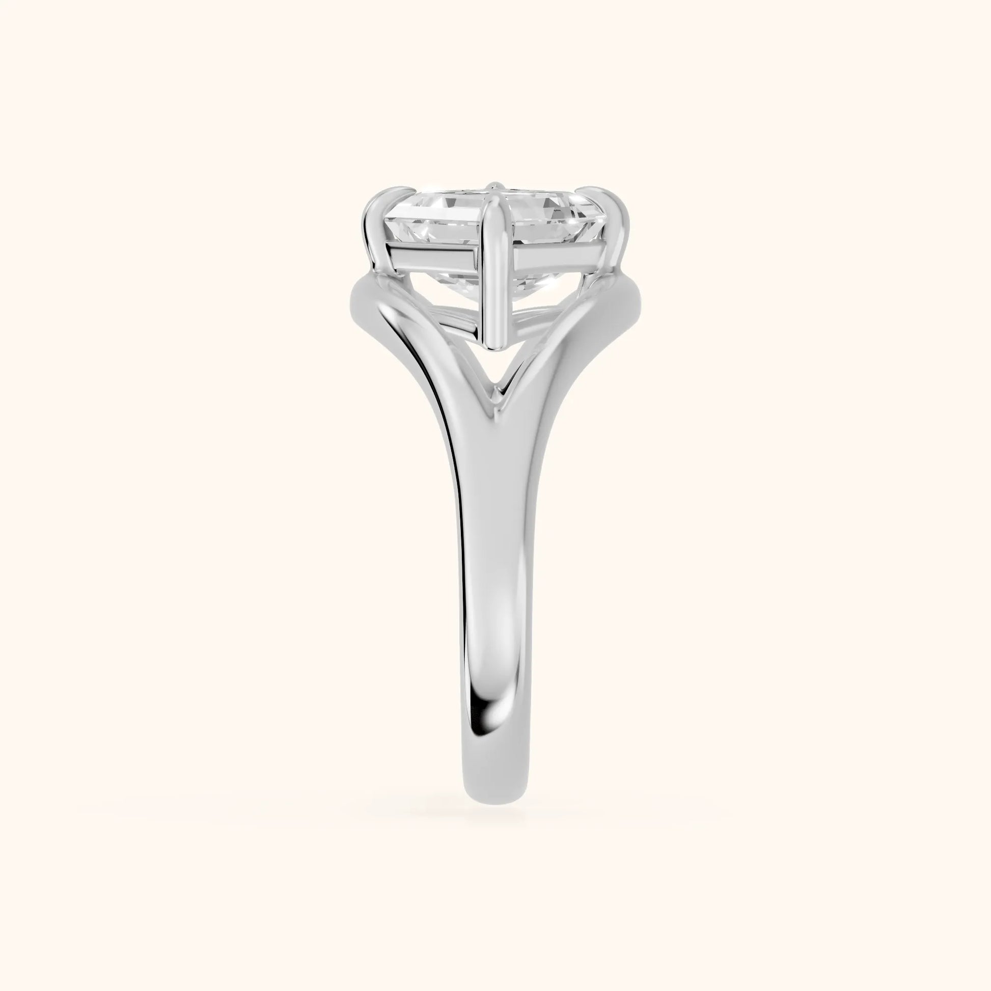 Seraphina Criss Cross Asscher Diamond Engagement Ring in Silver - SideView