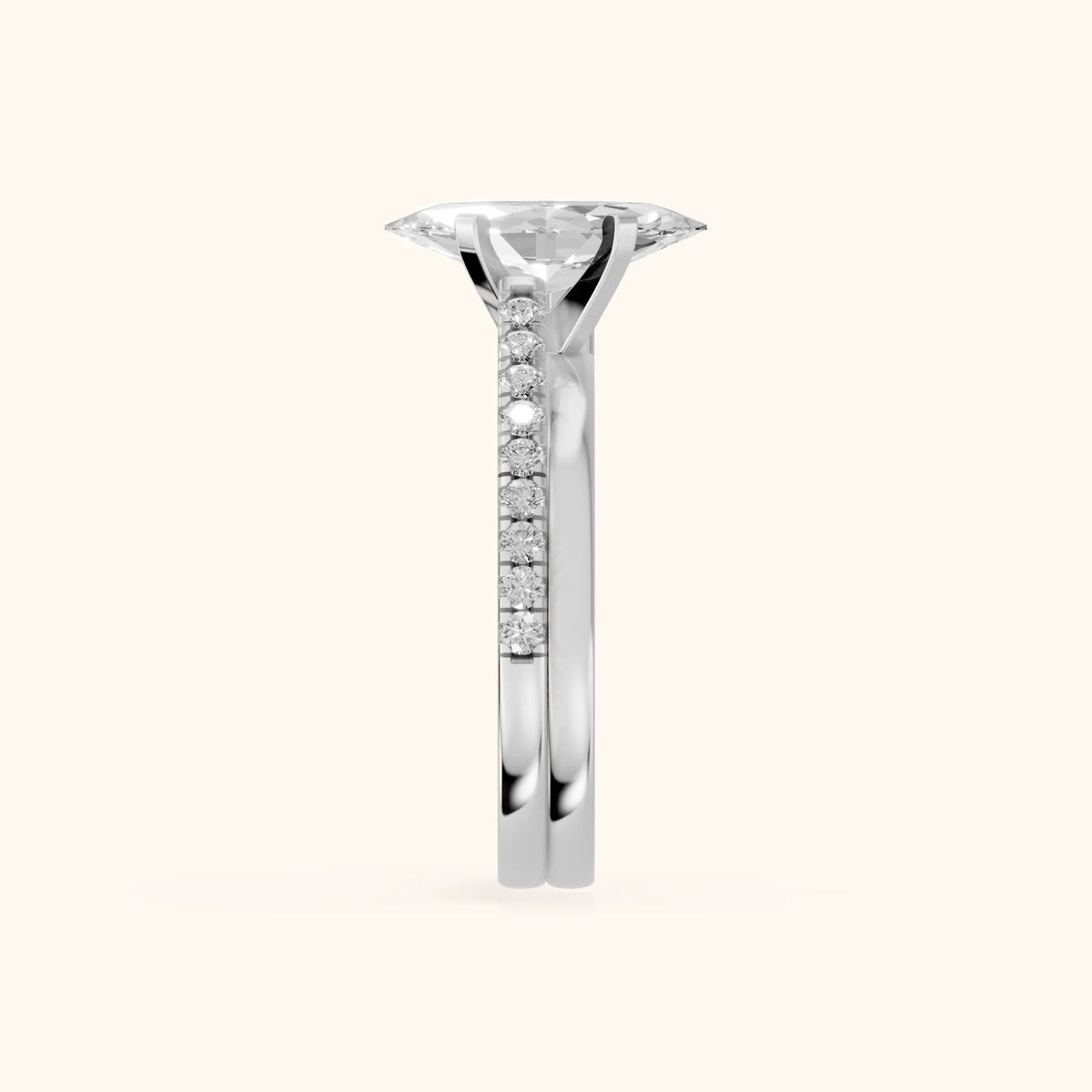 Edith Criss Cross Pavé Marquise Diamond Engagement Ring in Platinum - SideView.webp