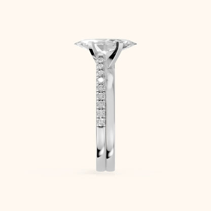 Edith Criss Cross Pavé Marquise Diamond Engagement Ring in Platinum - SideView.webp