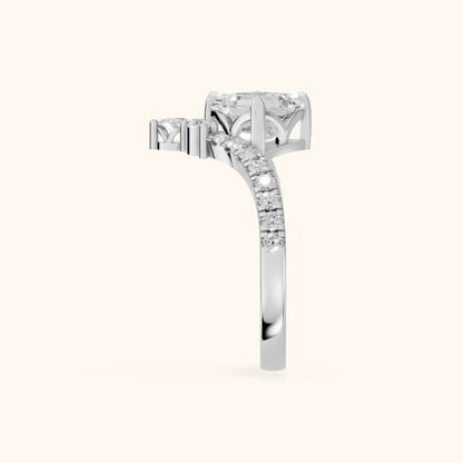 Isabella Legacy Side Stone Asscher Diamond Engagement Ring in White Gold - SideView