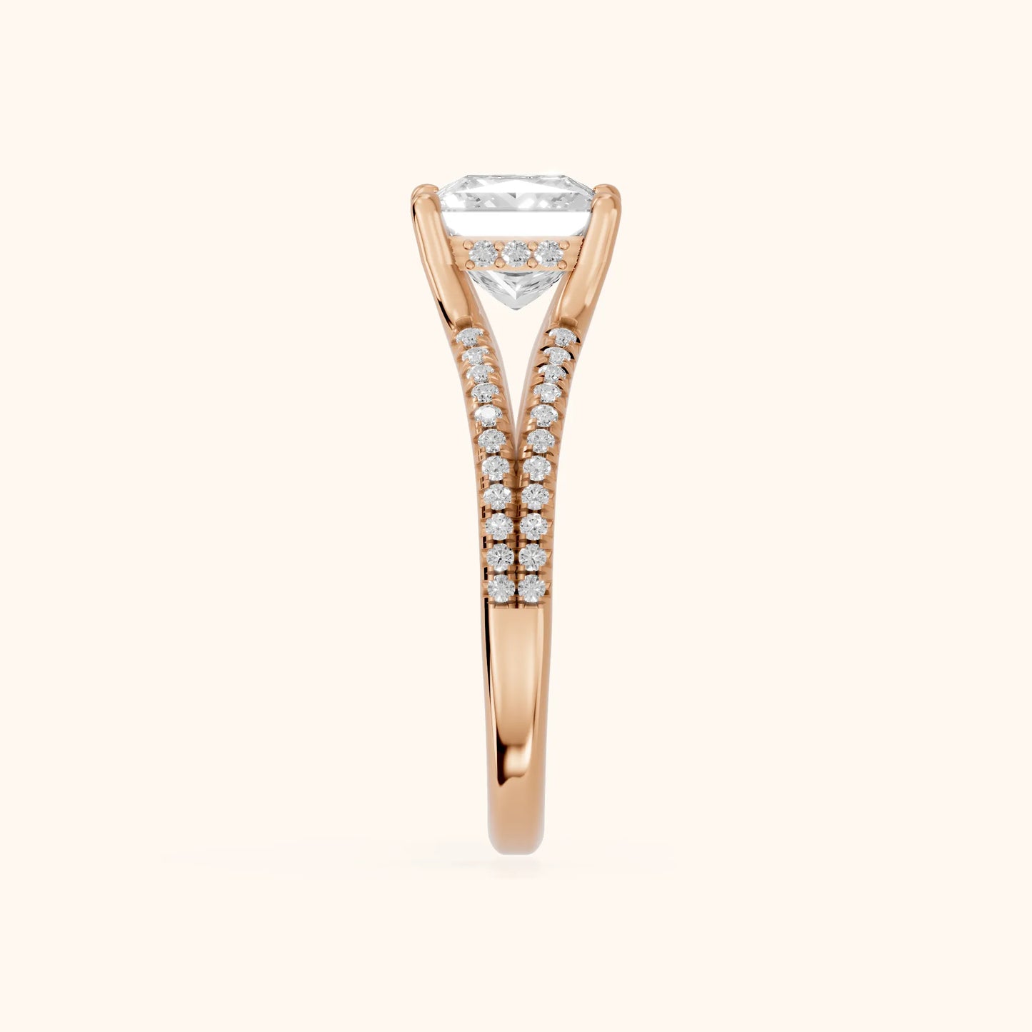 Eternal Embrace Princess Diamond Engagement Ring in Rose Gold - SideView