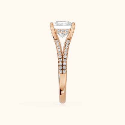 Eternal Embrace Princess Diamond Engagement Ring in Rose Gold - SideView