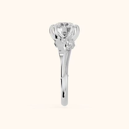 Joanna Milgrain Twist Round Diamond Engagement Ring in Platinum - SideView.webp