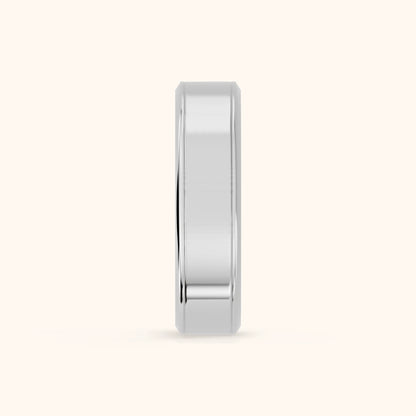 Anika Flat Beveled Wedding Band in Platinum - SideView