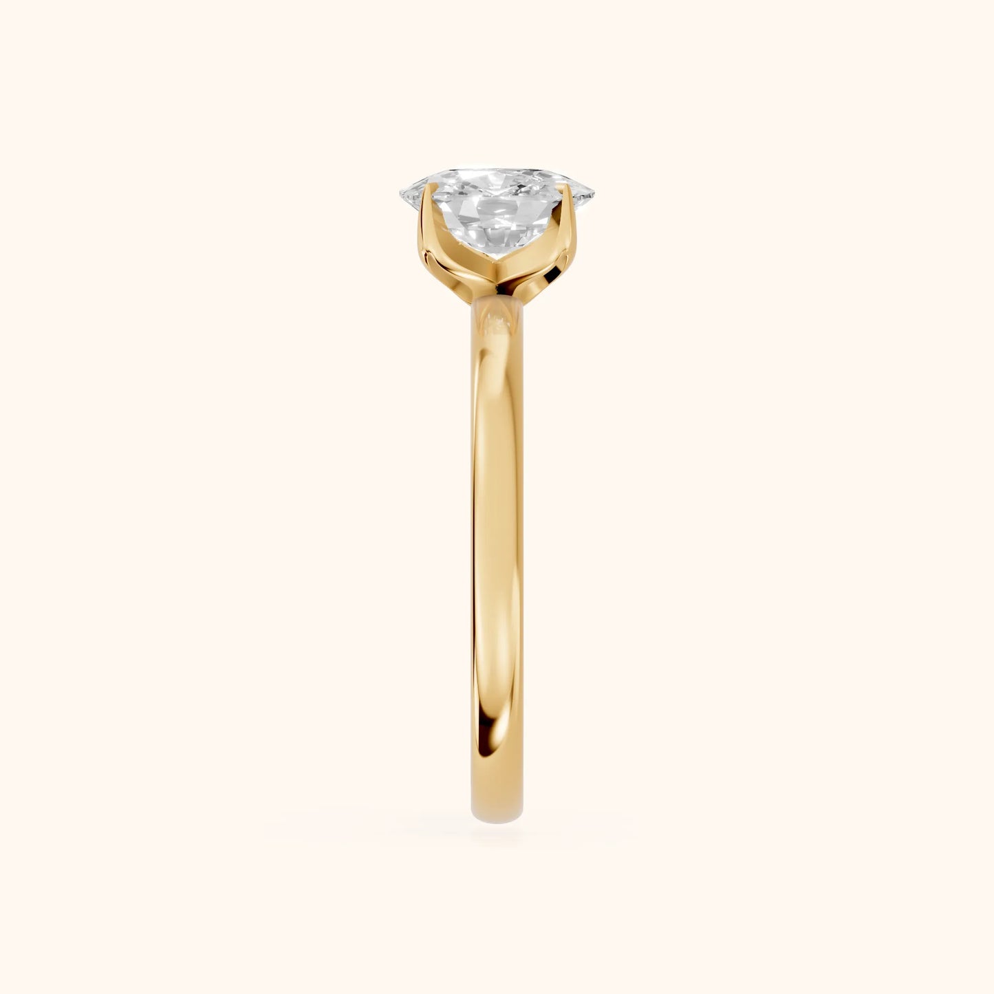 Serena Blossom Solitaire Cushion Diamond Engagement Ring in Yellow Gold - SideView