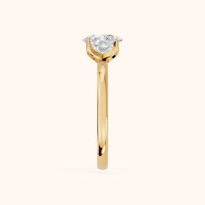 Serena Blossom Solitaire Cushion Diamond Engagement Ring in Yellow Gold - SideView