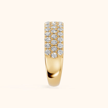 Fiona Pavé Round Diamond Anniversary Ring in Yellow Gold - SideView