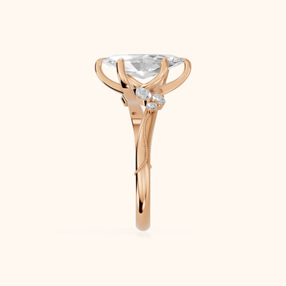 Joanna Milgrain Twist Marquise Diamond Engagement Ring in Rose Gold - SideView.webp