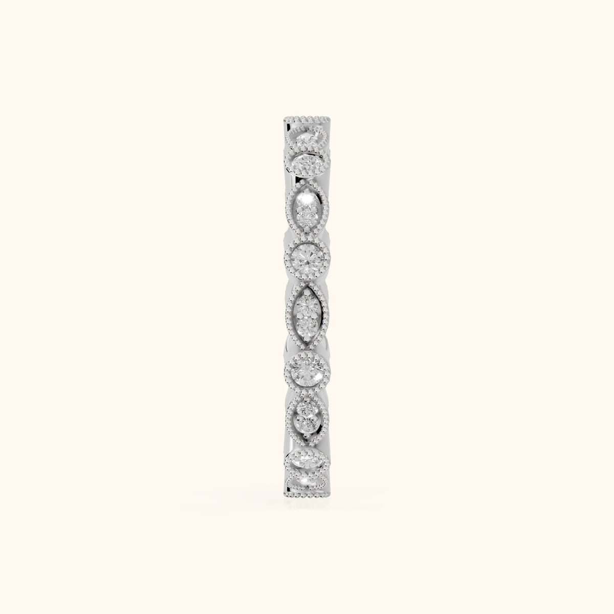 Irene Milgrain Bezel Round Diamond Eternity Band in Platinum - SideView