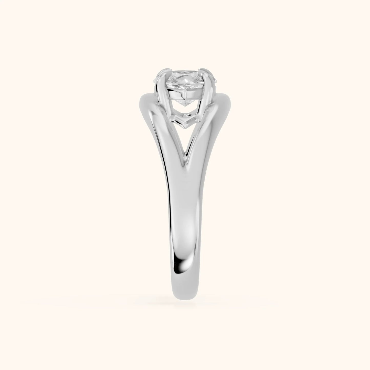 Seraphina Criss Cross Marquise Diamond Engagement Ring in Silver - SideView