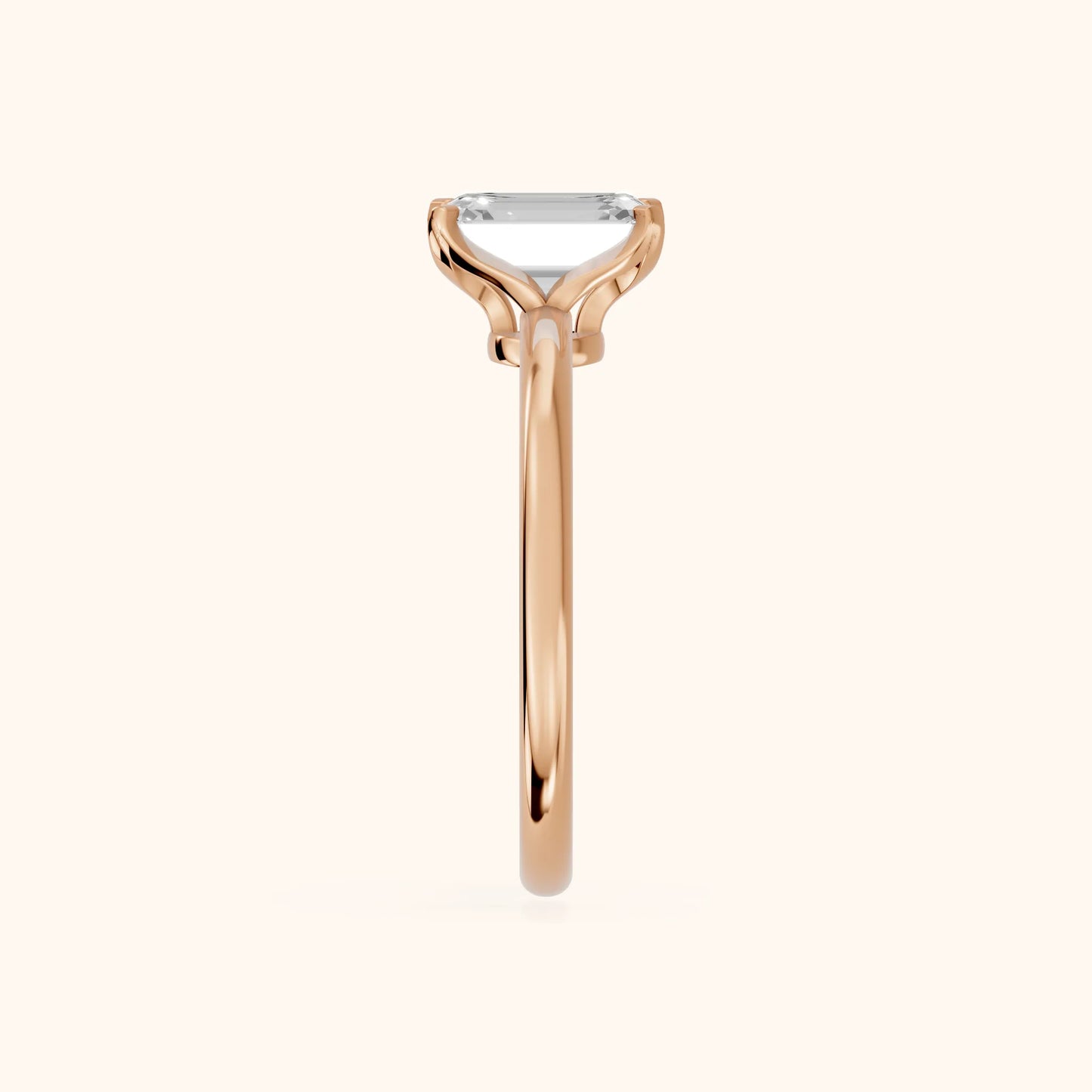 Flora Guardian Solitaire Emerald Diamond Engagement Ring in Rose Gold - SideView
