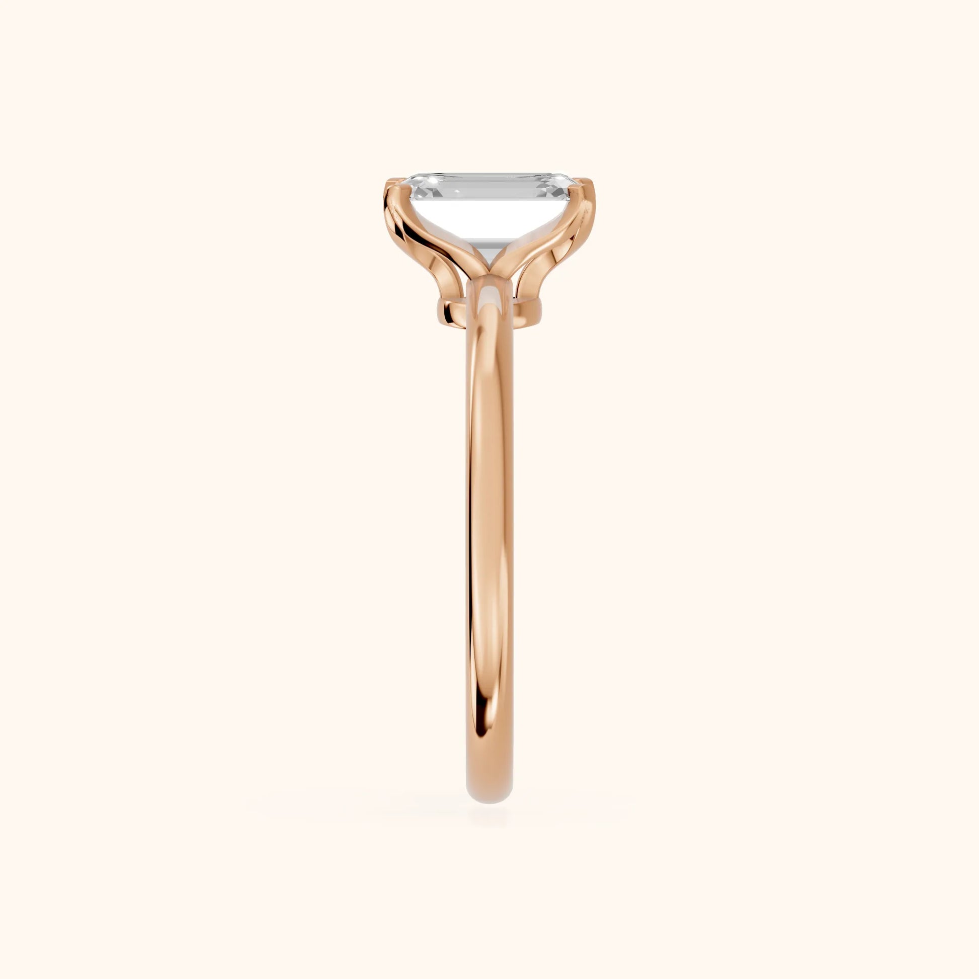 Flora Guardian Solitaire Emerald Diamond Engagement Ring in Rose Gold - SideView