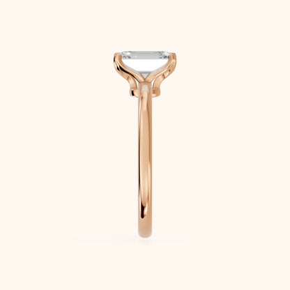 Flora Guardian Solitaire Emerald Diamond Engagement Ring in Rose Gold - SideView