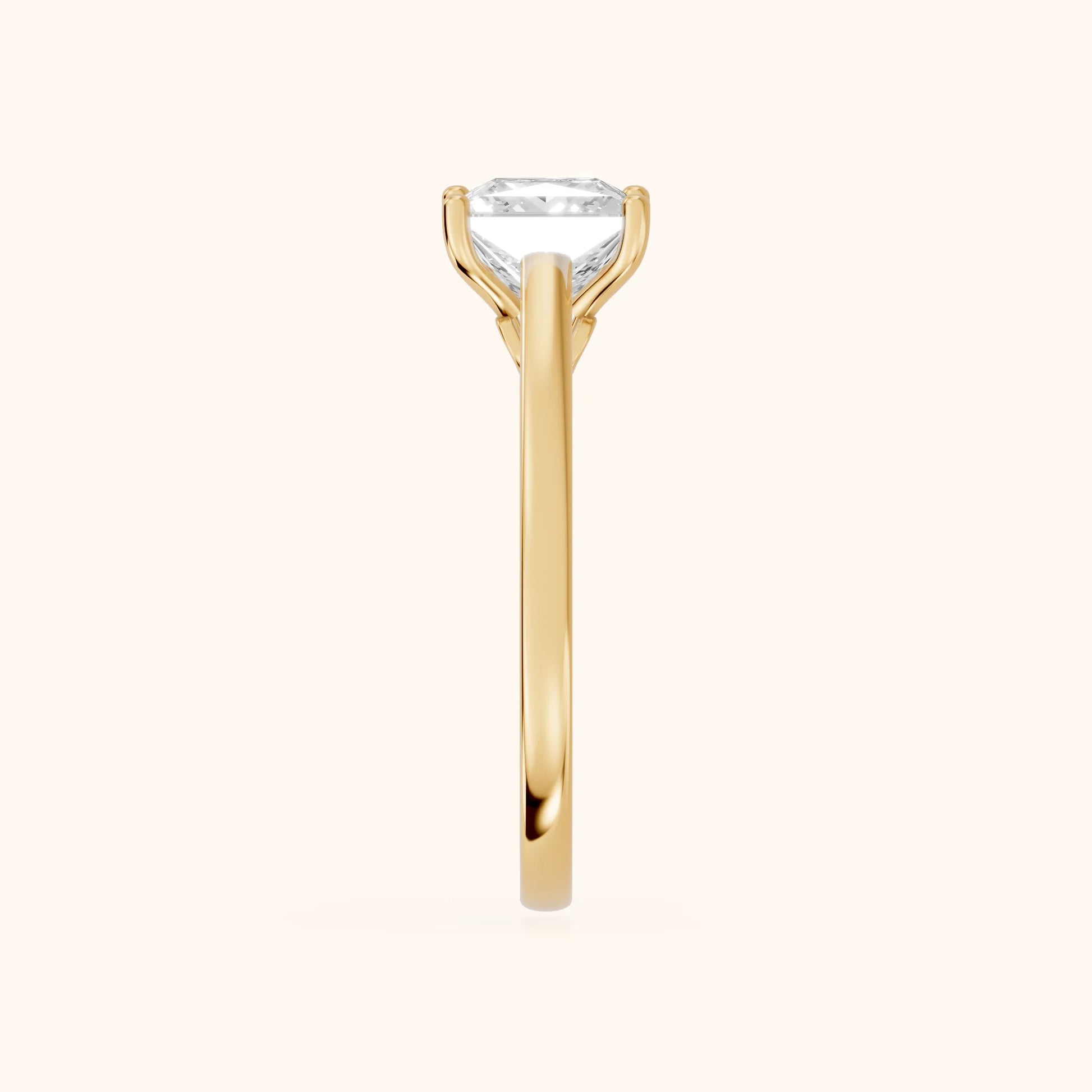 Iris Vintage Princess Diamond Engagement Ring in Yellow Gold - SideView