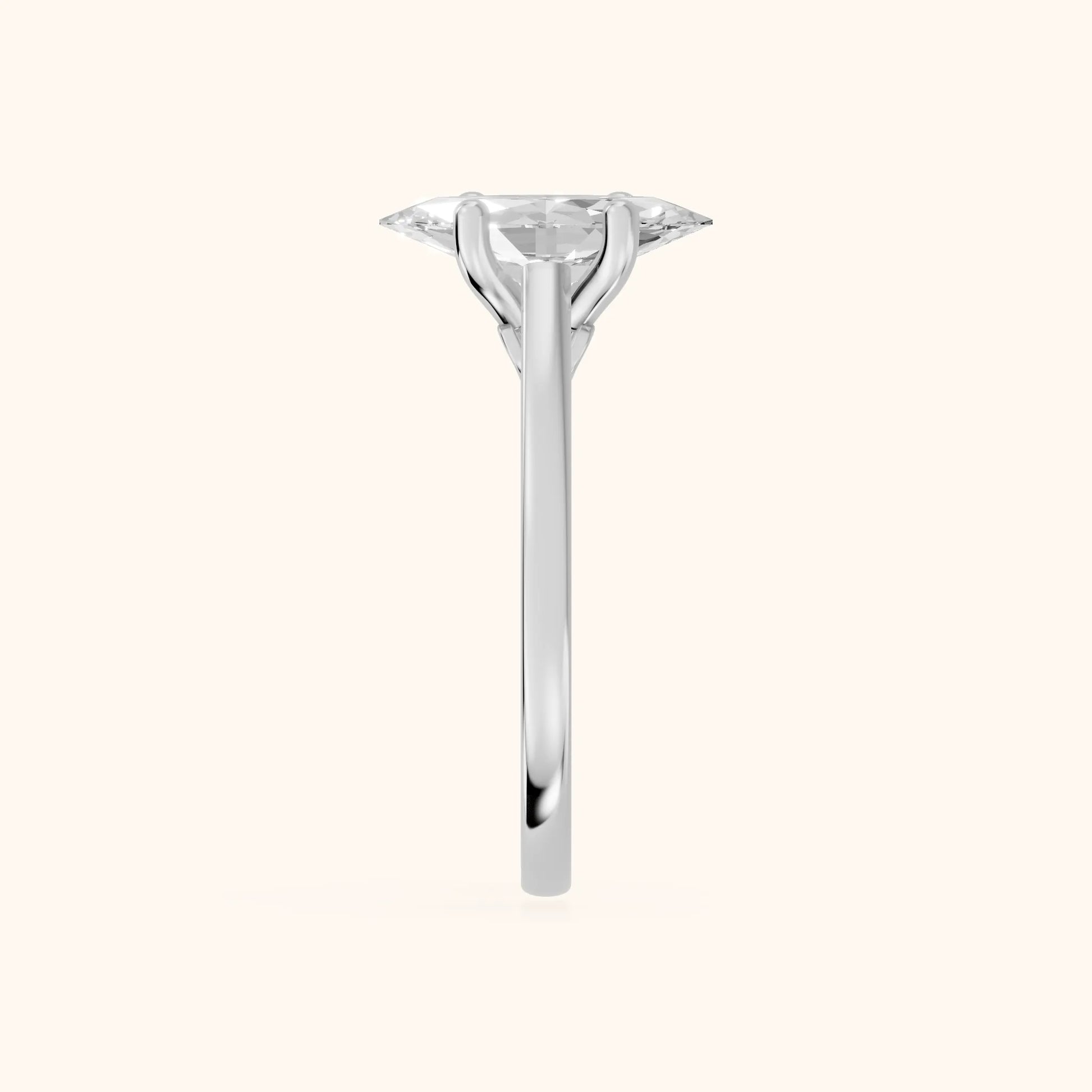 Iris Vintage Marquise Diamond Engagement Ring in White Gold - SideView