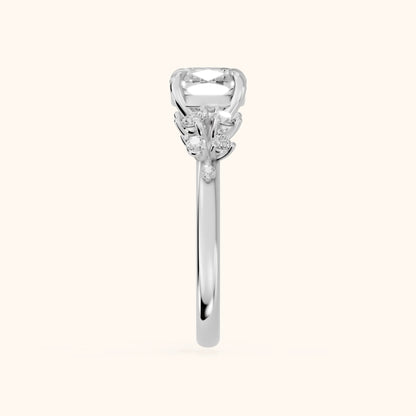 Mirabelle Cluster Cushion Diamond Engagement Ring in White Gold - SideView.webp