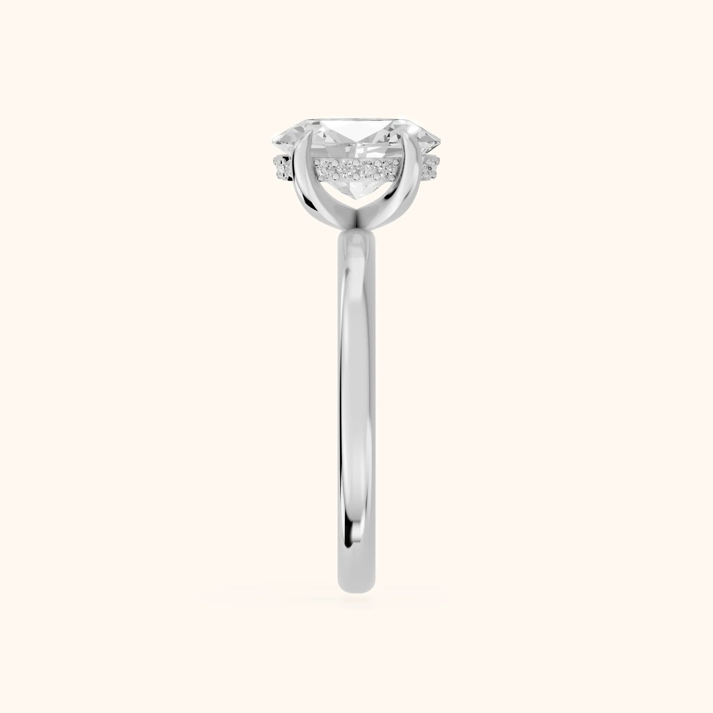 Charlotte Charm Solitaire Oval Diamond Engagement Ring in Platinum - SideView