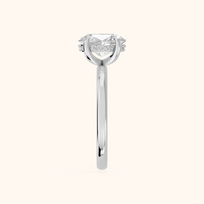 Charlotte Charm Solitaire Oval Diamond Engagement Ring in Platinum - SideView