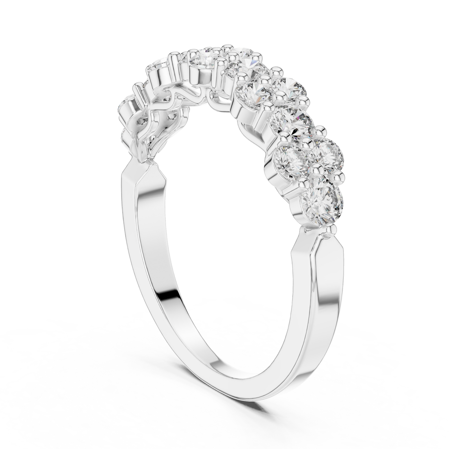 Round Cut Lab Grown Diamond Ring in Silver