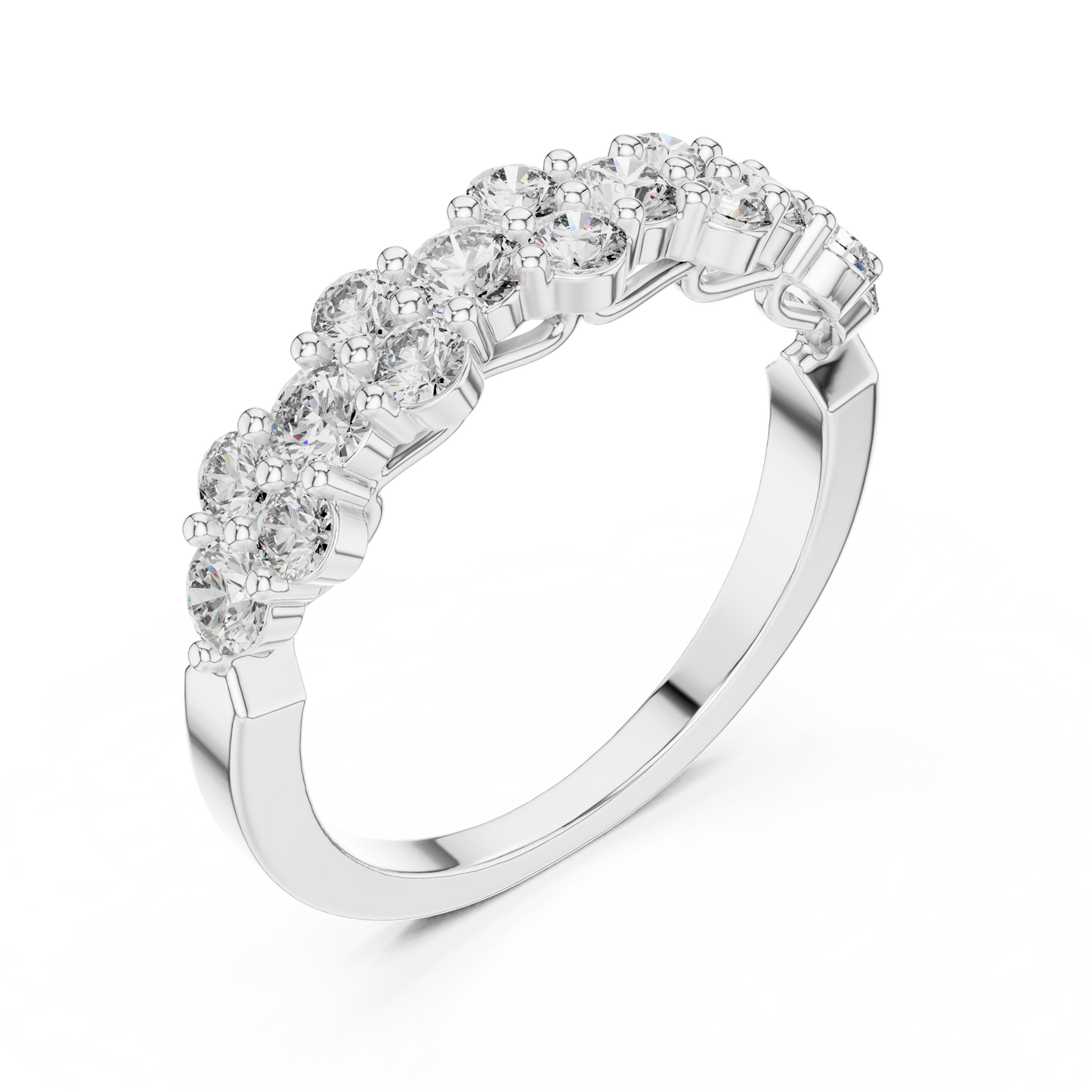Round Cut Lab Grown Diamond Ring in Silver