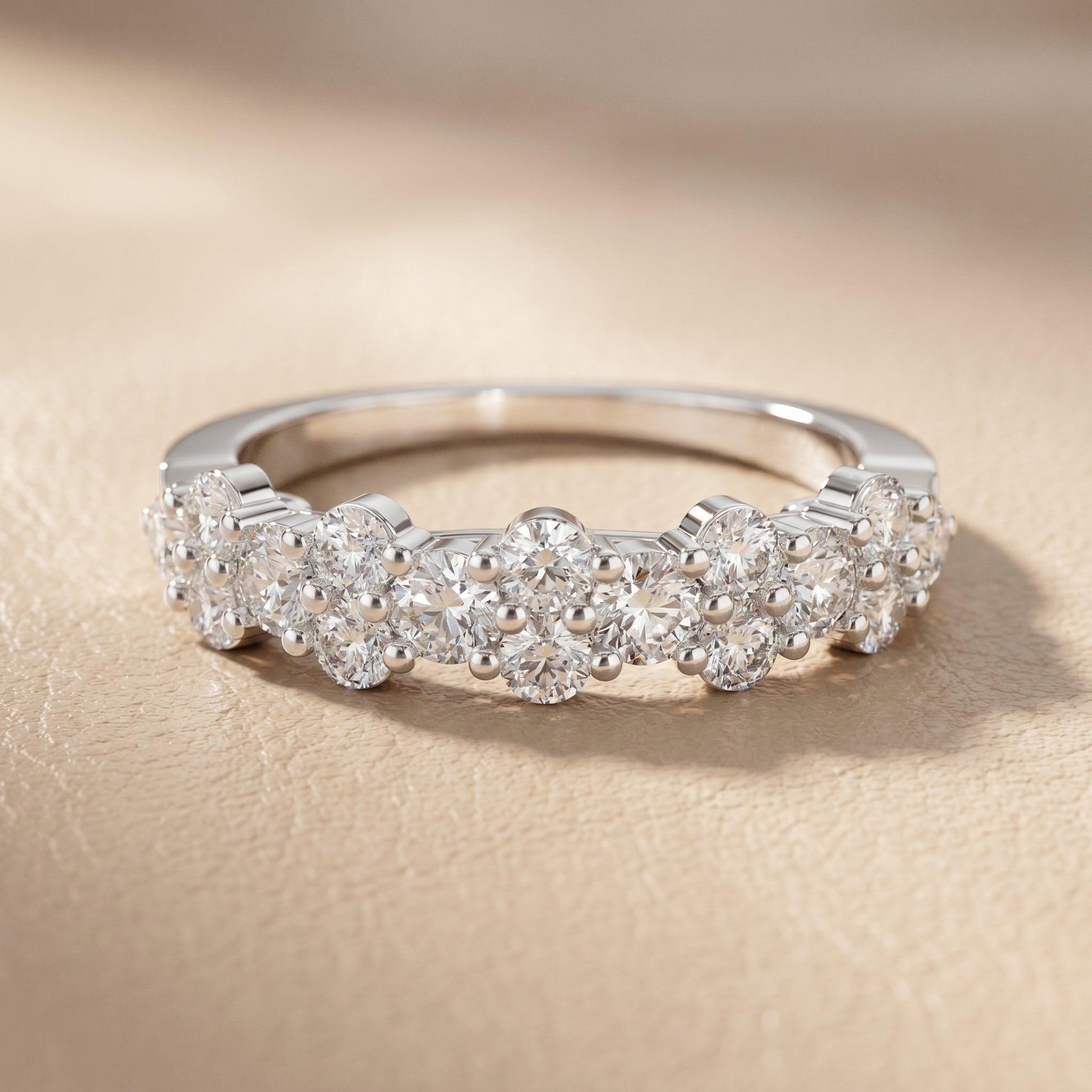 Round Cut Lab Grown Diamond Ring in Silver